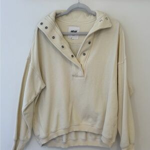 aerie Pale Yellow Snap-Front Pullover Sweatshirt XXS
